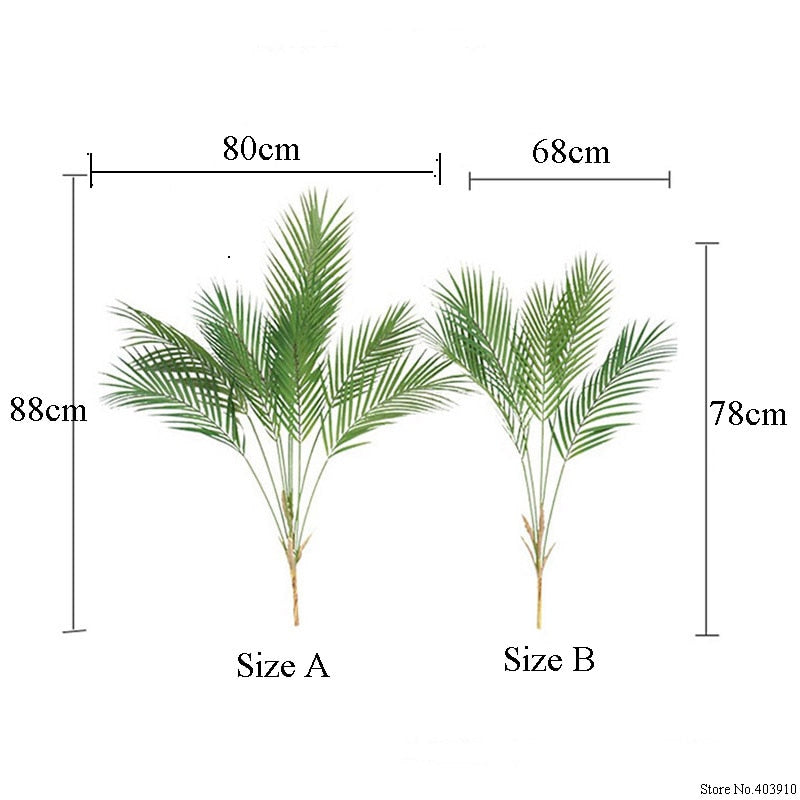 88 CM Green Artificial Palm Leaf Plastic Plants Garden Home Decorations Scutellaria Tropical Tree Fake Plants