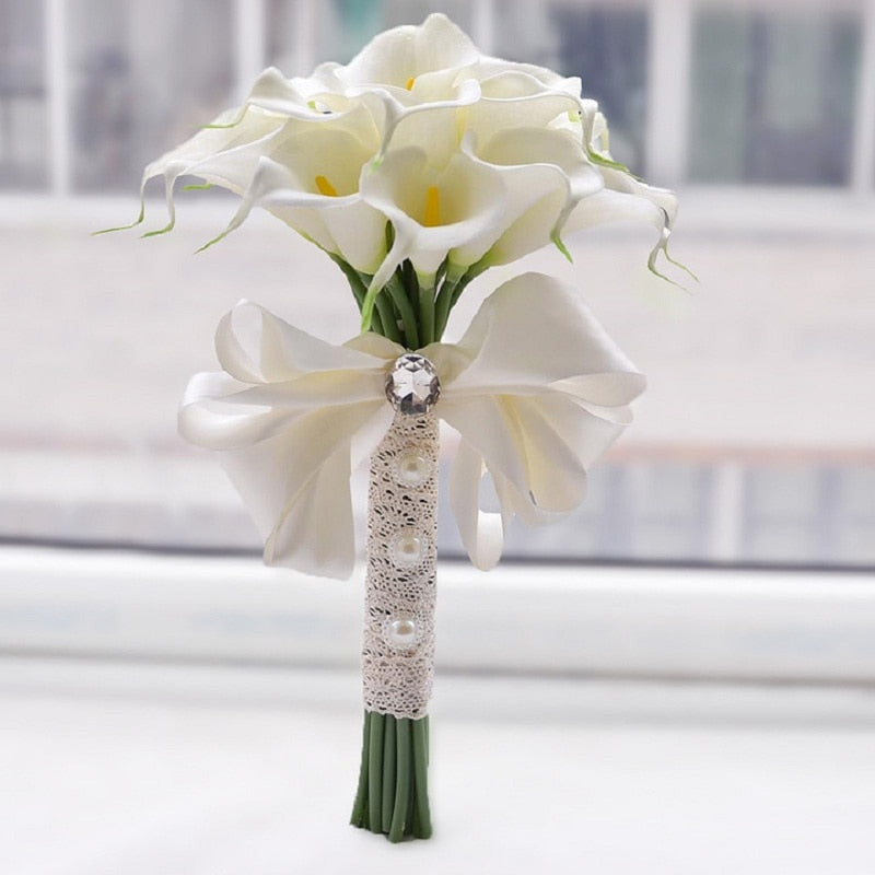 10Pcs High Quality Real Touch Calla Lily Artificial Flowers Calla Lily Bouquet For Wedding Bouquet Bridal Home Flower Decoration