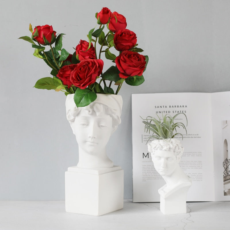 Nordic Creative Portrait Vase Human Head Resin David Medici Venus Statue Modern Nordic Decoration Decoration Home Decoration