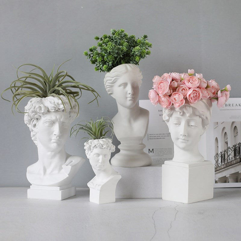 Nordic Creative Portrait Vase Human Head Resin David Medici Venus Statue Modern Nordic Decoration Decoration Home Decoration