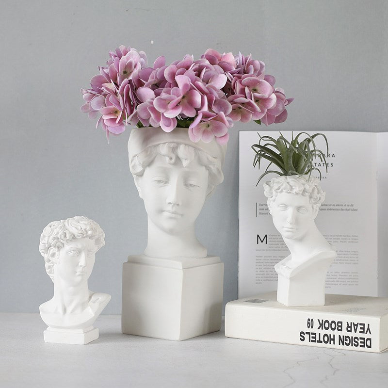 Nordic Creative Portrait Vase Human Head Resin David Medici Venus Statue Modern Nordic Decoration Decoration Home Decoration