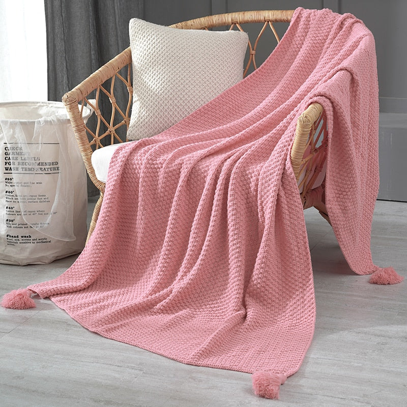 Blankets for Beds Hand-knitted Sofa Blanket Photo Props  Tassel Weighted Blanket Air Conditioning Blanket Chunky Knit Blanket