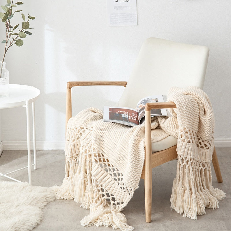 Blankets for Beds Hand-knitted Sofa Blanket Photo Props  Tassel Weighted Blanket Air Conditioning Blanket Chunky Knit Blanket