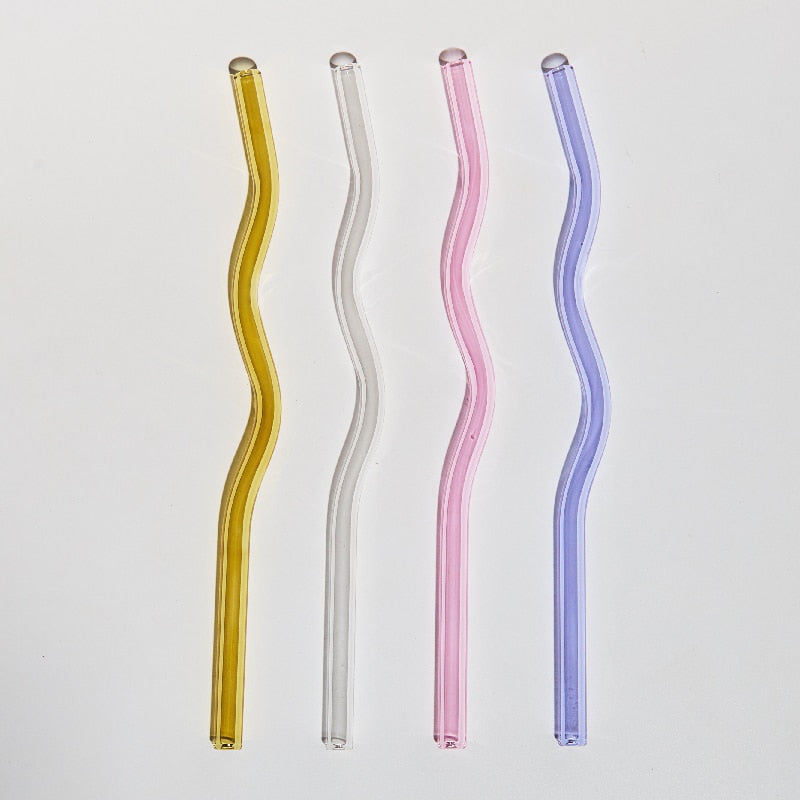 Floriddle Artistry Glass Straws Twist Reusable Straws Heat Resistant Glass Straw Drinking Milk Tea Long Stem Glass Staw