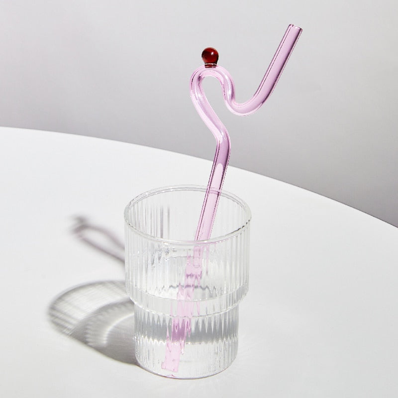 Floriddle Artistry Glass Straws Twist Reusable Straws Heat Resistant Glass Straw Drinking Milk Tea Long Stem Glass Staw