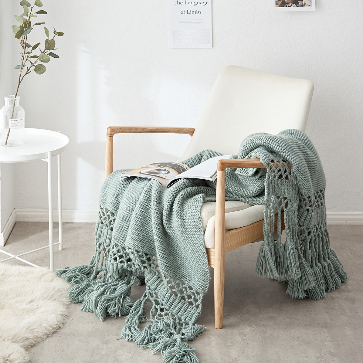 Blankets for Beds Hand-knitted Sofa Blanket Photo Props  Tassel Weighted Blanket Air Conditioning Blanket Chunky Knit Blanket