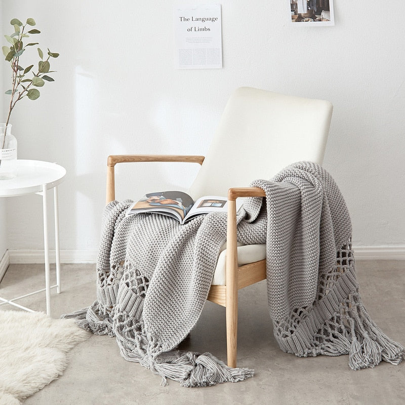 Blankets for Beds Hand-knitted Sofa Blanket Photo Props  Tassel Weighted Blanket Air Conditioning Blanket Chunky Knit Blanket