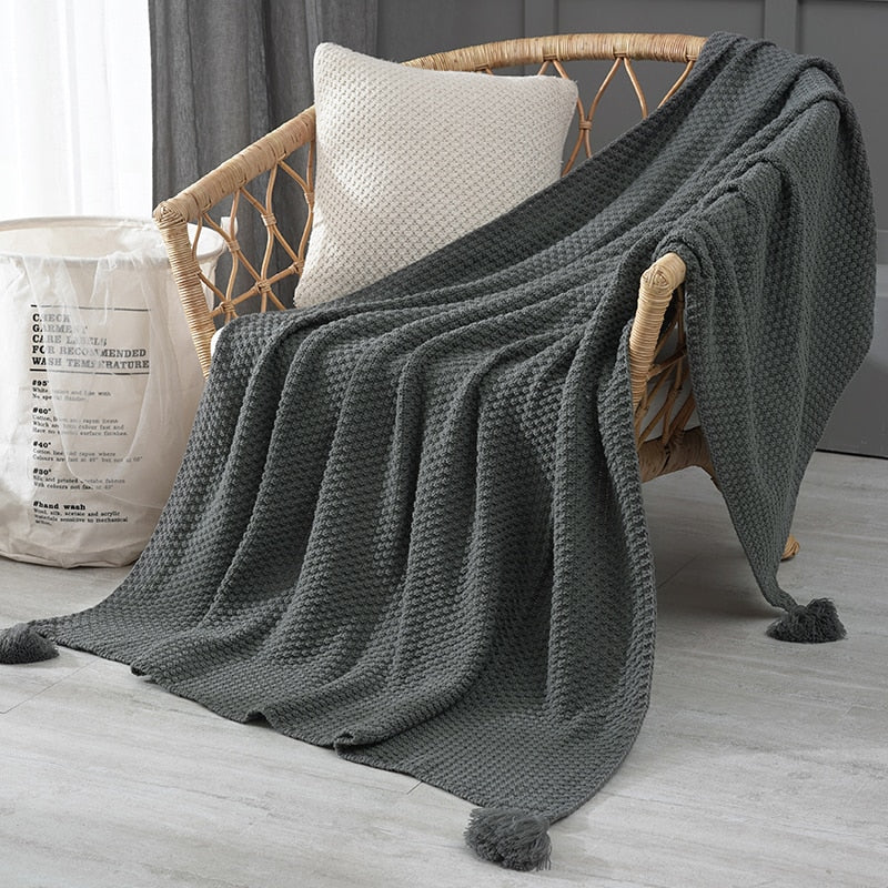 Blankets for Beds Hand-knitted Sofa Blanket Photo Props  Tassel Weighted Blanket Air Conditioning Blanket Chunky Knit Blanket